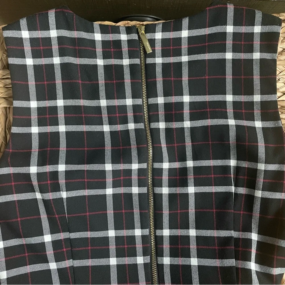 Calvin Klein Black White and Red Checkered Midi Dress - Picture 6 of 7